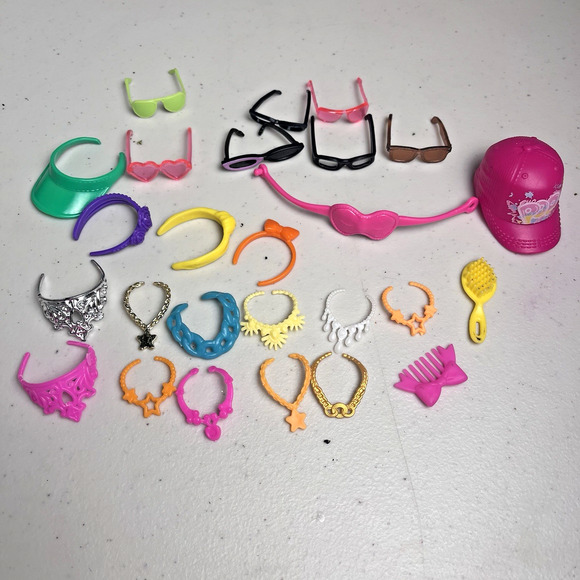 Barbie Doll Accessories Miniatures Sunglasses Necklaces Visor Hat Toy Minis - Picture 1 of 9